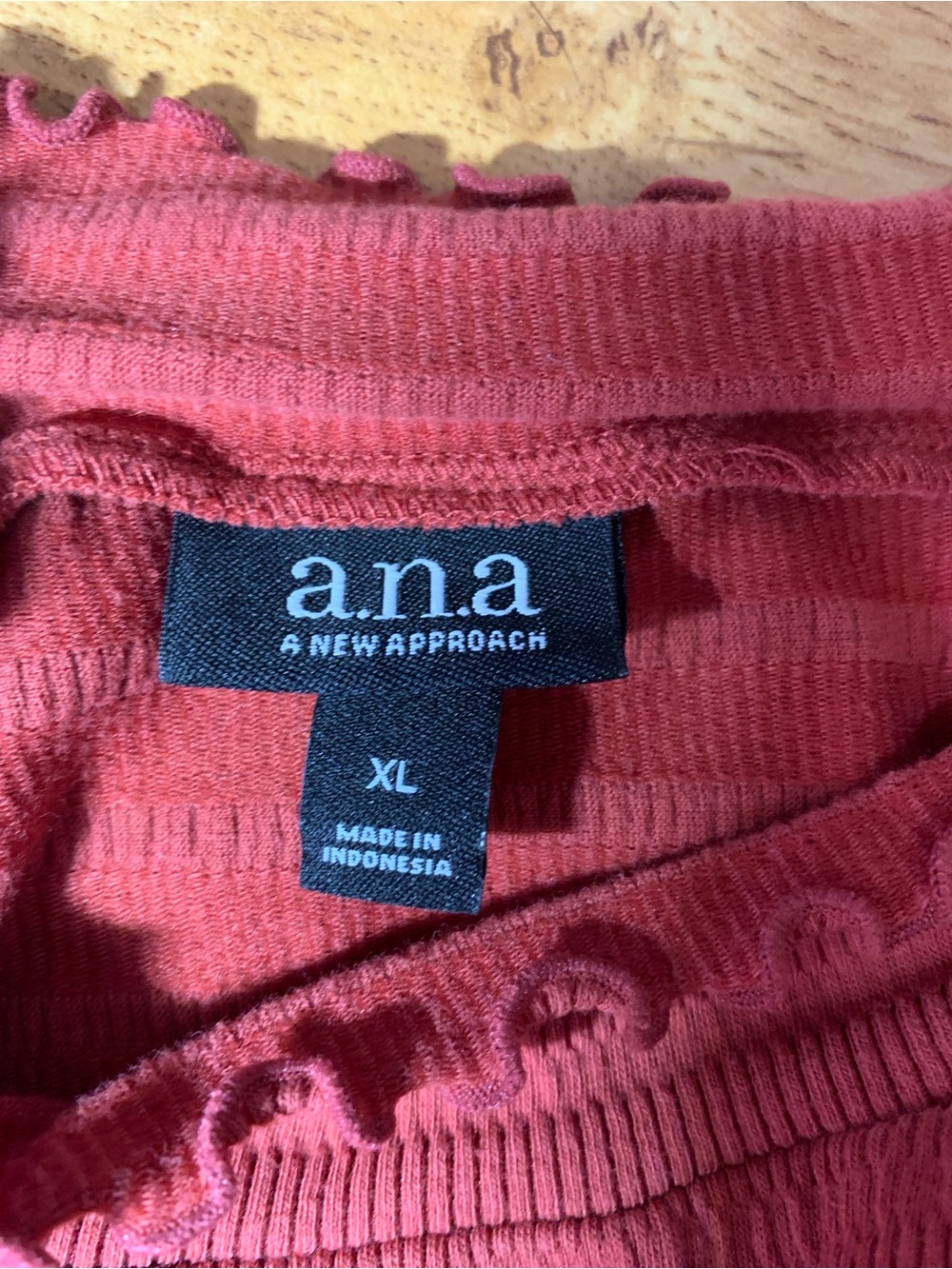 a.n.a Rust Ribbed Mock Ruffle Short Sleeve Top - Picture 5 of 5